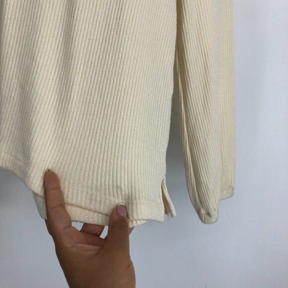 Madewell Offwhite Cream Mock Neck Bubble Sleeve Ribbed Sweater Top size S - Picture 13 of 16